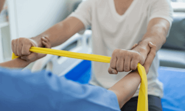 Stretching with a physiotherapist