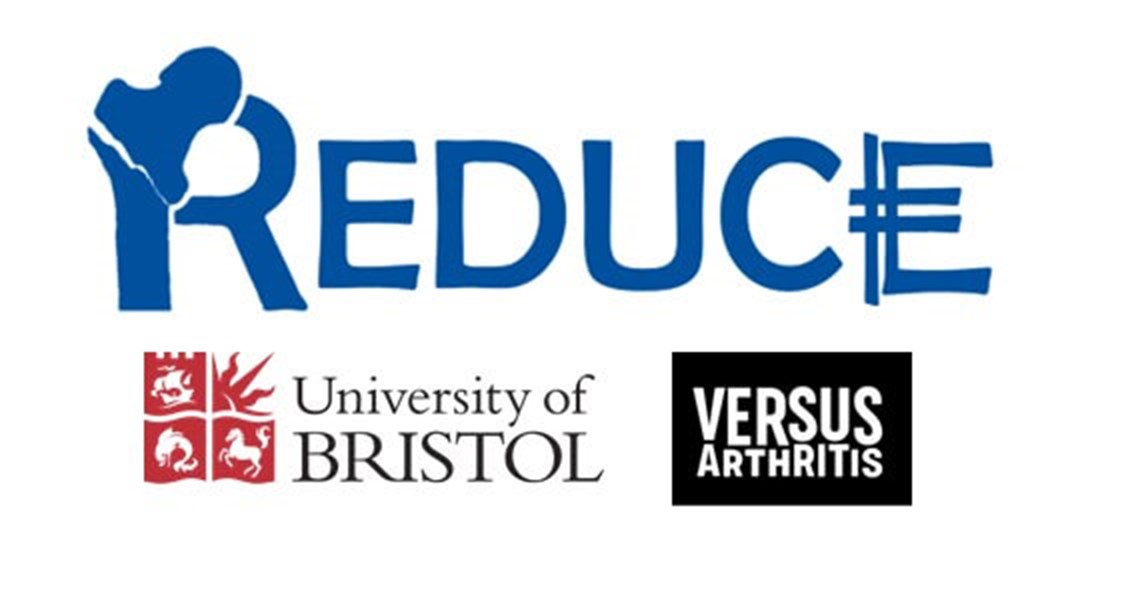 logos for Reduce, University of Bristol and Versus Arthritis