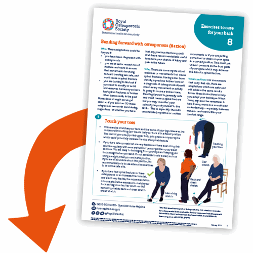 Image of 'Bending forward with osteoporosis' fact sheet