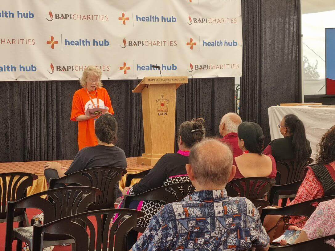 ROS volunteer, Jan giving a talk at The Neasden Health Fair